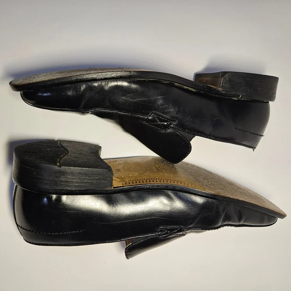 Stacy Adams Mens Black Leather Square‎ Toe Loafers Dress Shoes 9M 23786-01